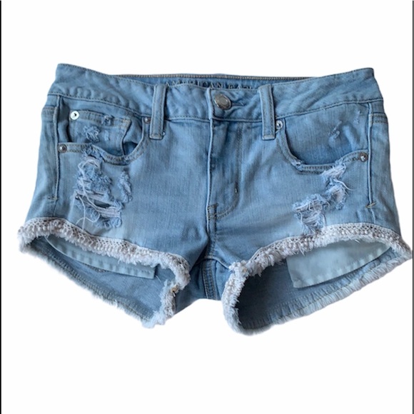 American Eagle AEO pom pom fringe distressed 2 - Picture 1 of 9